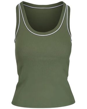 Veronica Beard Birke Ribbed Tank Top - Green