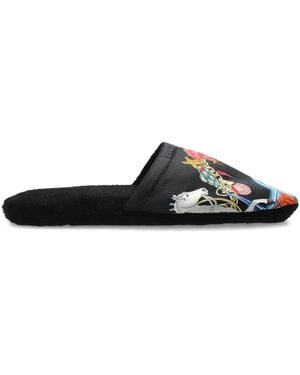 Versace Printed Slippers - Black