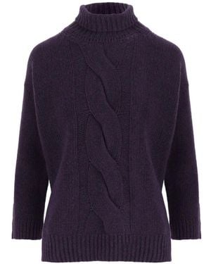 Bruno Manetti Cable-Knit Turtleneck Jumper - Blue