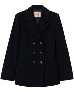 Twinset Embroidered Double-Breasted Jacket - Blue