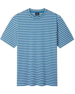 Paul Smith Striped Cotton T-Shirt - Blue