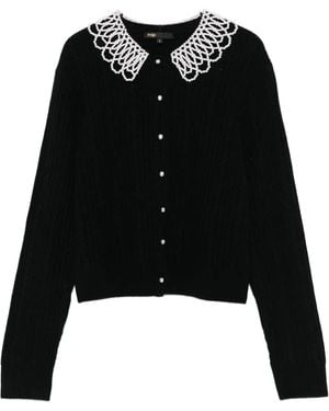 Maje Cardigan Con Perle Sintetiche - Nero