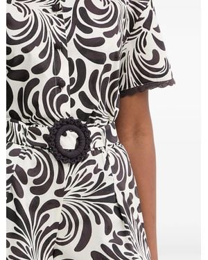 Twinset Abstract-Print Belted Shorts - Black