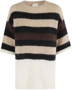 Alysi Striped-Details T-Shirt - Black
