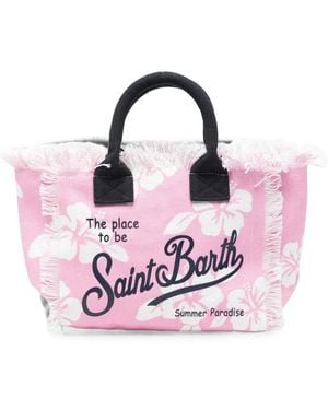 MC2 Saint Barth Colette Floral-Print Frayed Tote Bag - Pink