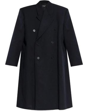 Balenciaga Double-Breasted Wool Coat - Black