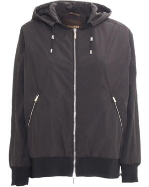 Moorer Hooded Zip-Front Jacket - Black