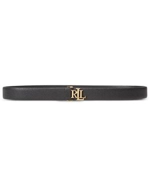 Ralph Lauren Logo-Plaque Pebbled-Leather Belt - White