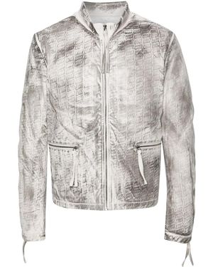 KANGHYUK Bikerjacke Mit Abstraktem Print - Grau