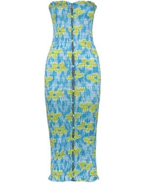 AMY CROOKES Midikleid Mit Blumen-Print - Blau