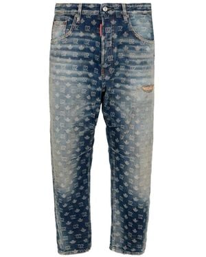 DSquared² D2 Monogram Dirty-Wash Kawaii Jeans - Blue