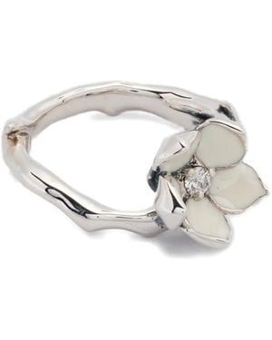Shaun Leane Anillo floral en plata de ley con diamante blanco