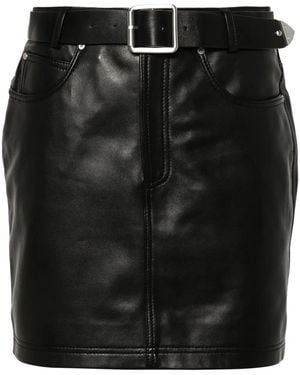 Pinko Grenada Leather Mini Skirt - Black