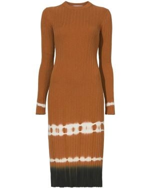 Proenza Schouler Ribbed-Knit Tie-Dye Midi Dress - Brown