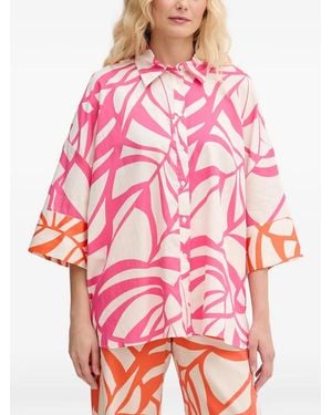 Lola Casademunt Leaf-Print Oversized Shirt - Pink