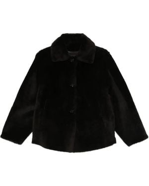 Kiton Buttoned Shearling Jacket - Black