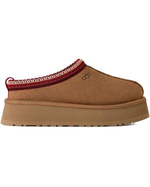 UGG Tazz Platform-Sole Embroidered Loafers - Brown
