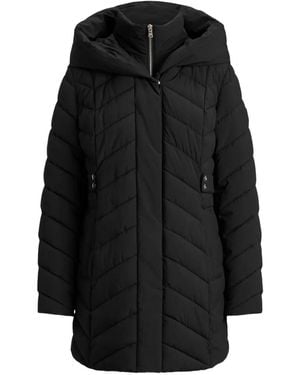 Ralph Lauren Chevron-Quilted Hooded Coat - Black