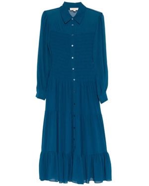 Michael Kors Smocked Shirt Dress - Blue