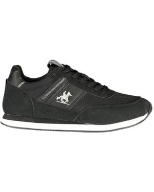 U.S. Grand Logo-Patch Panelled Trainers - Black