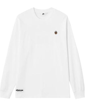 Chocoolate T-Shirt Longues Manches À Patch Logo - White