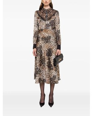 Nissa Leopard-Print Midi Dress - Natural