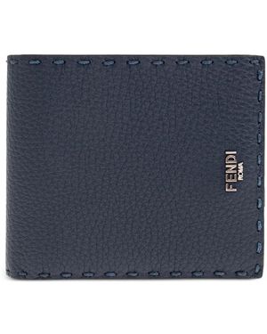 Fendi Selleria Leather Wallet - Blue