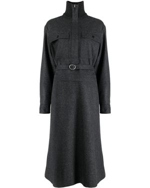 Jil Sander Long-Sleeve Belted Midi Shirtdress - Black