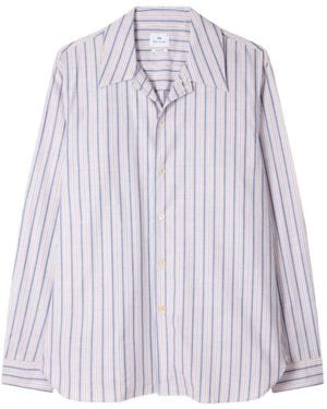 Paul Smith Slub Stripe Cotton Shirt - Purple