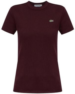Lacoste Logo-Patch Ribbed T-Shirt - Red