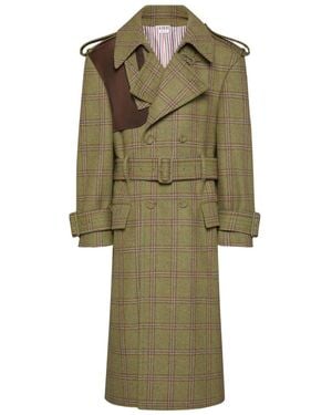 Thom Browne Gabardina Hunting de tweed - Verde