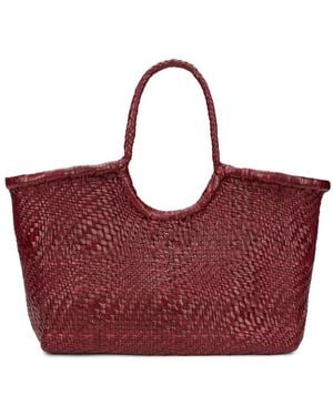 Dragon Diffusion Nantucket Woven Leather Tote Bag - Red