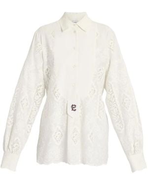 Erdem Embroidered Cotton-Voile Blouse - White