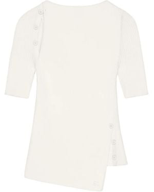 Courreges Haut En Maille Nervurée À Découpes - Blanc