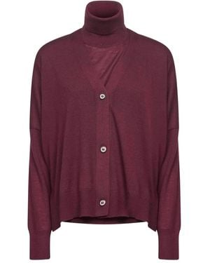 Blanca Vita Button V-Neck Dress - Purple