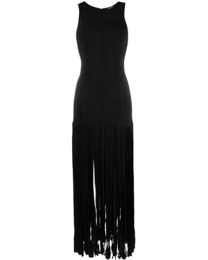 Forte Forte Round-Neck Fringed-Edge Long Dress - Black