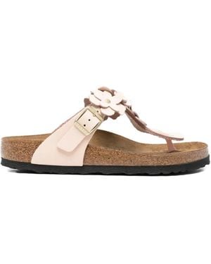 Birkenstock Gizeh Sandalen mit Blumen - Weiß