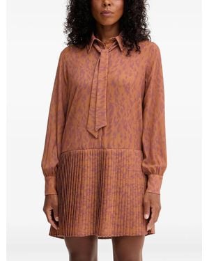 Silvian Heach Pleated Mini Dress - Brown