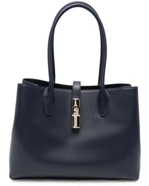 Furla Medium Goccia Grained-Leather Tote Bag - Blue