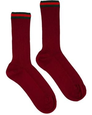 Gucci Ribbed-Cuff Socks - Red