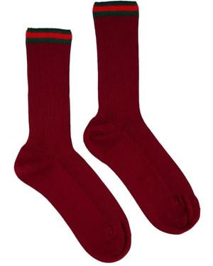 Gucci リブカフス靴下 - レッド
