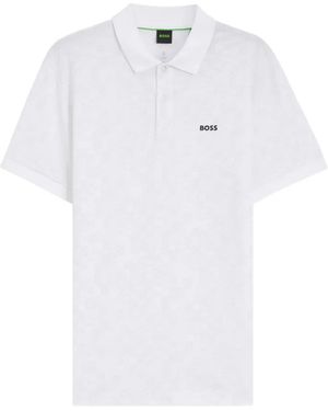 BOSS Logo-Print Polo Shirt - White