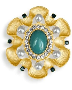 Hzmer Jewelry Broche con perlas artificiales - Metálico