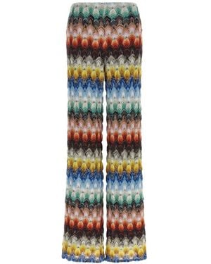 Missoni Zigzag-Knit Palazzo Trousers - White