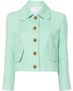Patou Cropped Tweed Jacket - Green