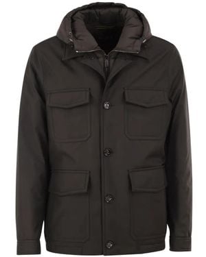 Moorer Chaqueta Militar Monti-Gf Con Capucha - Negro