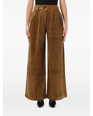 Sessun Pantalon En Velours Côtelé Rivel À Taille Ceinturée - Brown