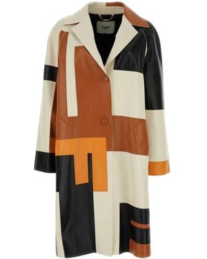 Fendi ジオメトリックパターン オーバーコート - ブラック