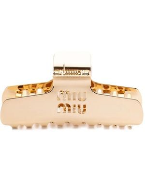 Miu Miu Haarspange Mit Logo-Prägung - Natur