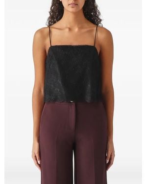 Nenette Flame Lace-Overlay Camisole Top - Black